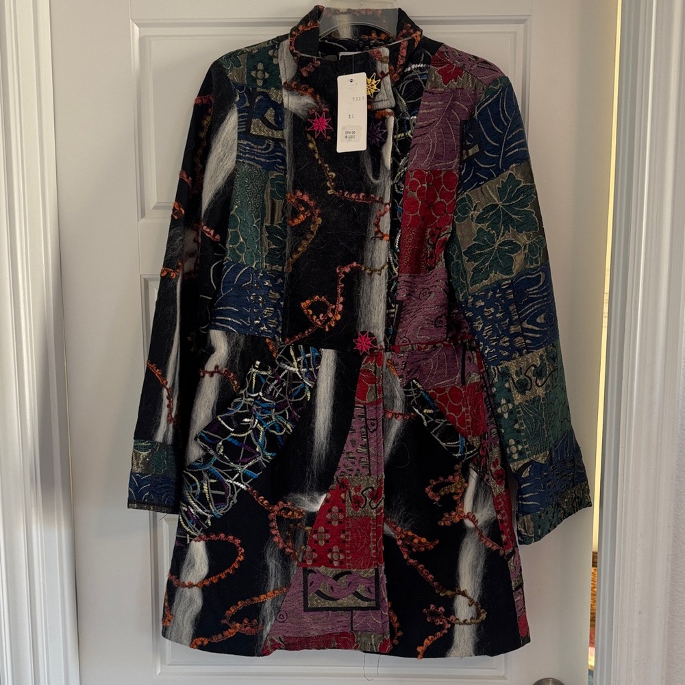 Elegant Multicolor Patchwork Cape NWT - image 1